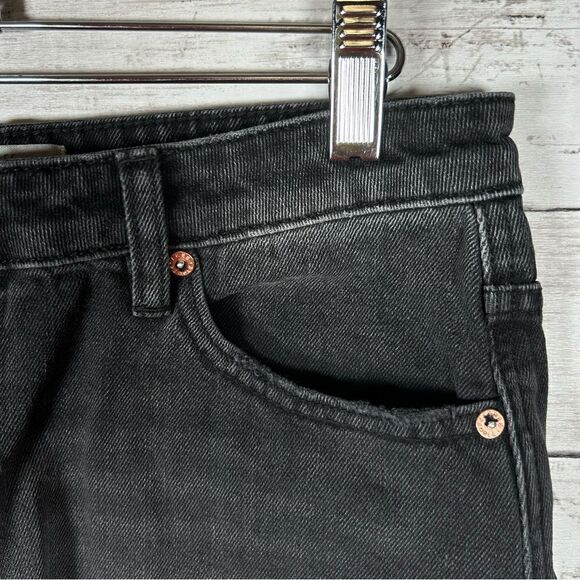 Free People We The Free Zip Front Black Denim Wash Fringe Hem Mini Skirt 27 - Picture 3 of 5